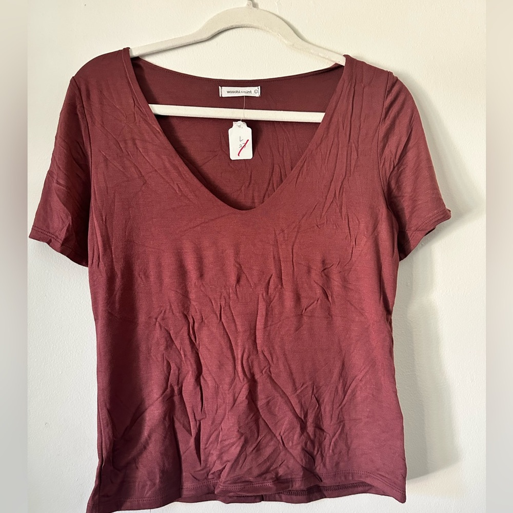 NWT Wasabi + Mint chocolate brown top